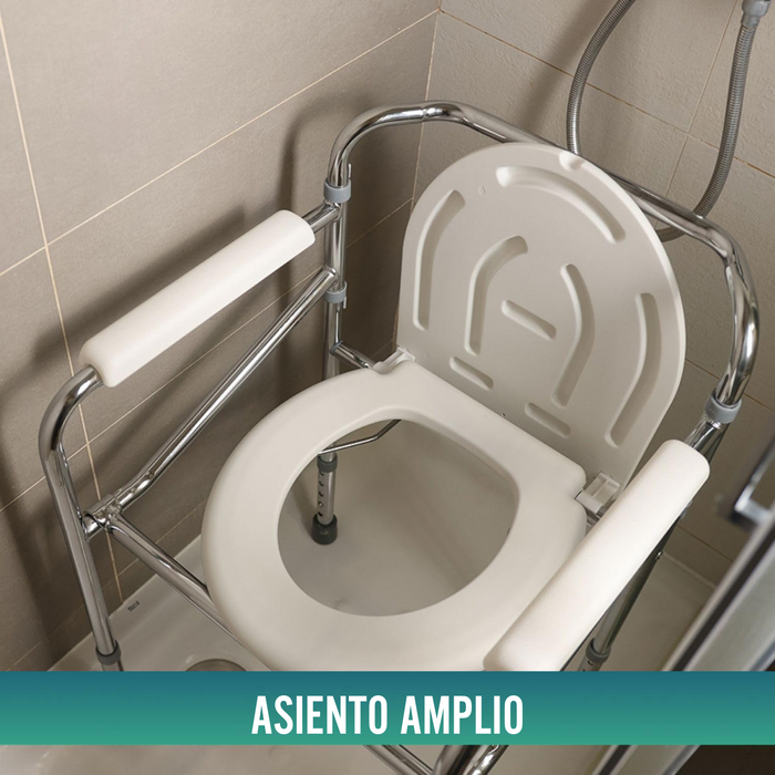 Silla WC Portátil con Orinal Plegable | Regulable en Altura