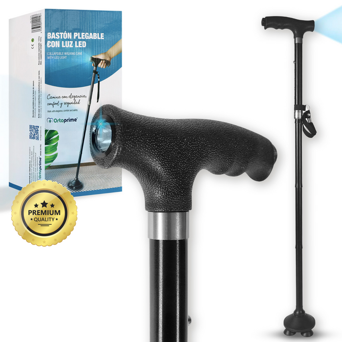 Bastón Plegable para Mayores Extensible con Luz LED