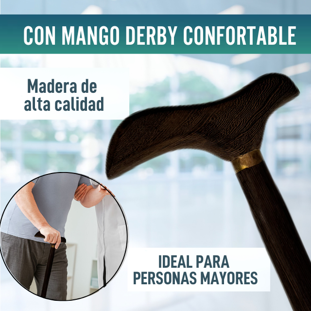 Bastón Elegante de Madera Wengué Liso | Mango Derby