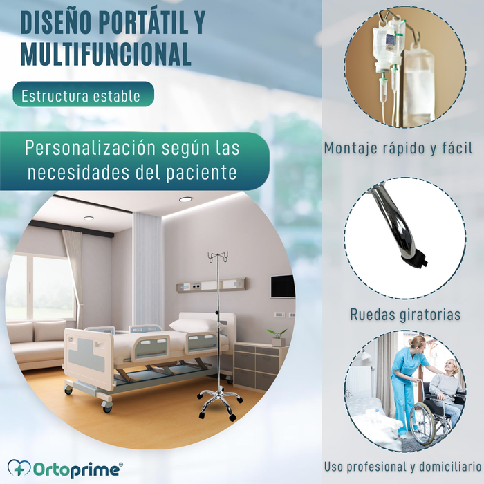 Porta Suero Hospitalario Portátil Profesional y Domiciliario