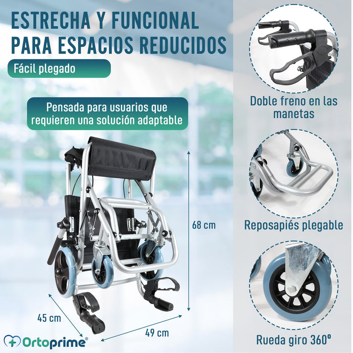 Silla ruedas plegable ligera para personas mayores