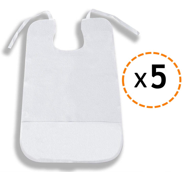 Babero Adulto Impermeable Rizo | Pack 5 Unidades
