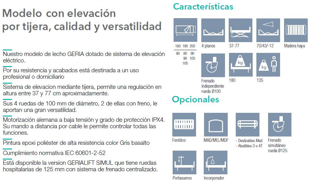 Cama Articulada Eléctrica Carro Elevación Móvil | Resistance Pack