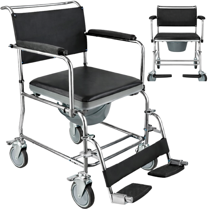 Silla Ducha WC con Ruedas y Freno | Silla Inodoro Acolchada