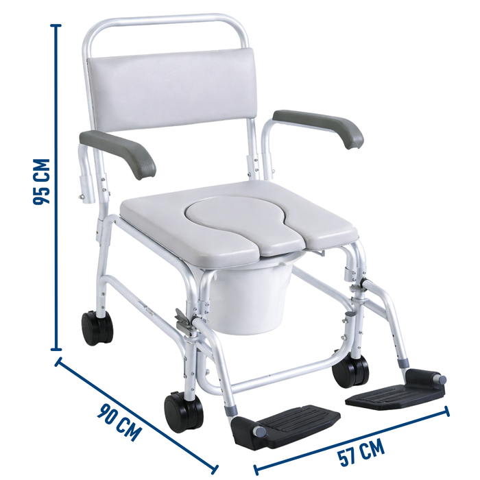 Silla de Ruedas WC para Ducha Baño de Traslado con Deposito
