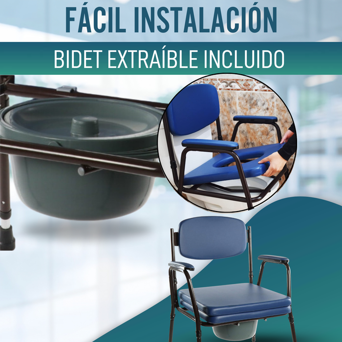 Silla WC Acolchada con Inodoro Portátil