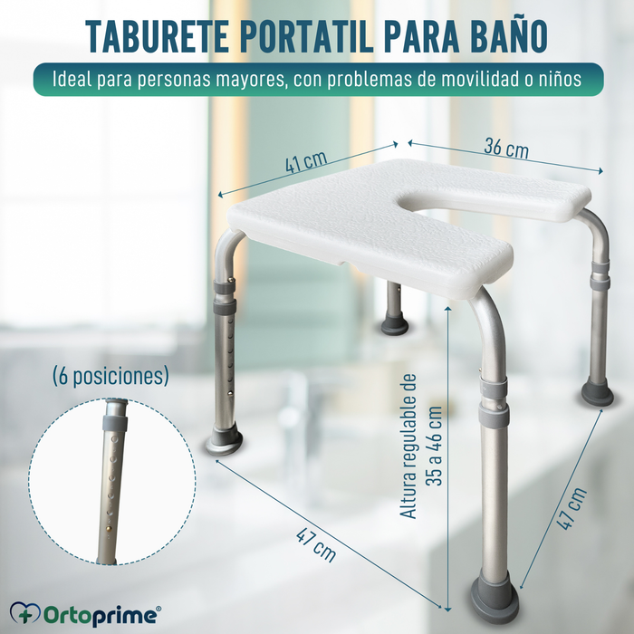 Taburete de Baño Ortopédico Forma de U | Regulable