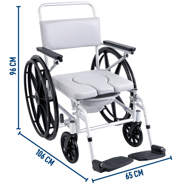 Silla de Ruedas WC para Ducha Baño de Traslado con Deposito