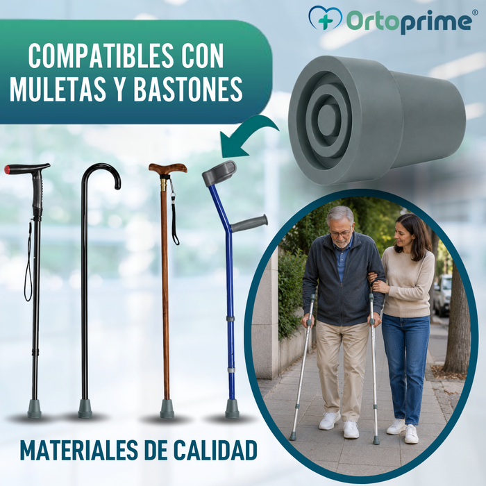 Contera Antideslizante Bastón y Muleta | Taco de Goma 2 Uds