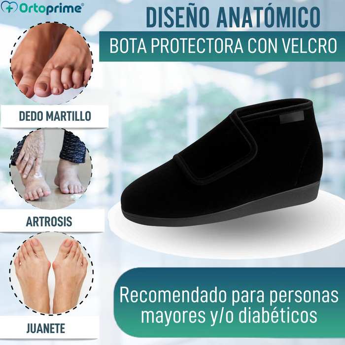 Bota Corte Alto de Terciopelo Con Velcro