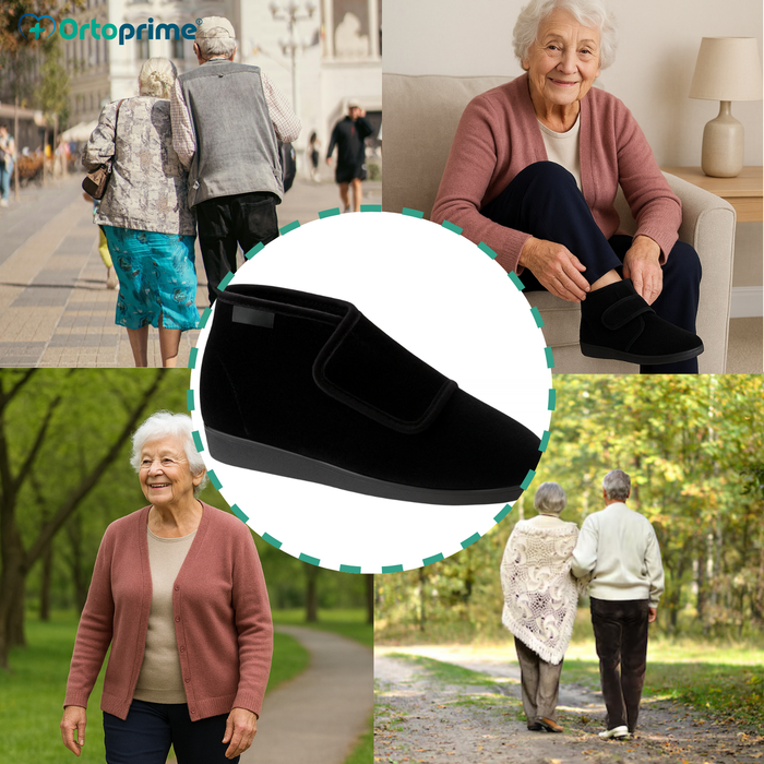 Bota Corte Alto de Terciopelo Con Velcro