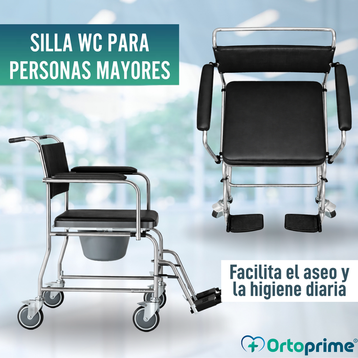 Silla Ducha WC con Ruedas y Freno | Silla Inodoro Acolchada