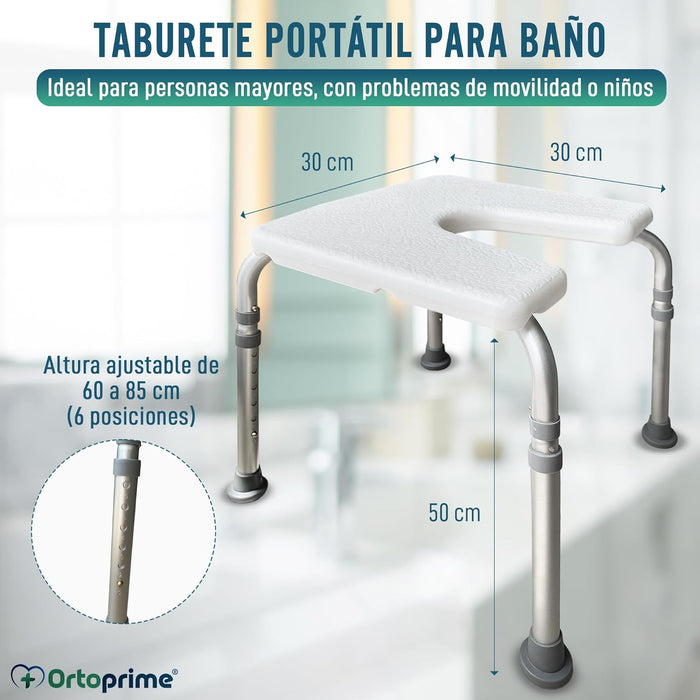 Taburete de Baño Ortopédico Forma de U | Regulable