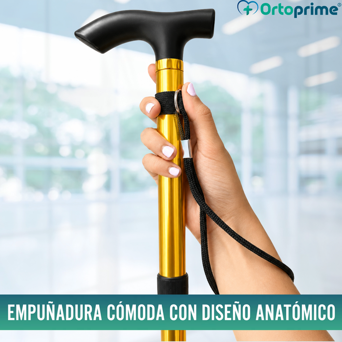 Bastón Plegable Regulable y Extensible | Muletilla Dorada
