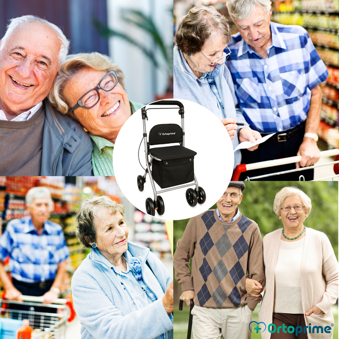 Andador Adultos Plegable Rollator con Carro de la Compra