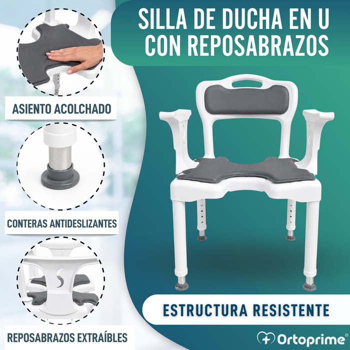 Silla Ducha 3 en 1 Forma de U | Taburete Baño Antideslizante