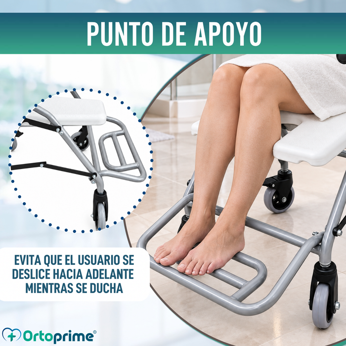 Silla de Ducha y Baño Plegable con Ruedas | Asiento U Higiénico