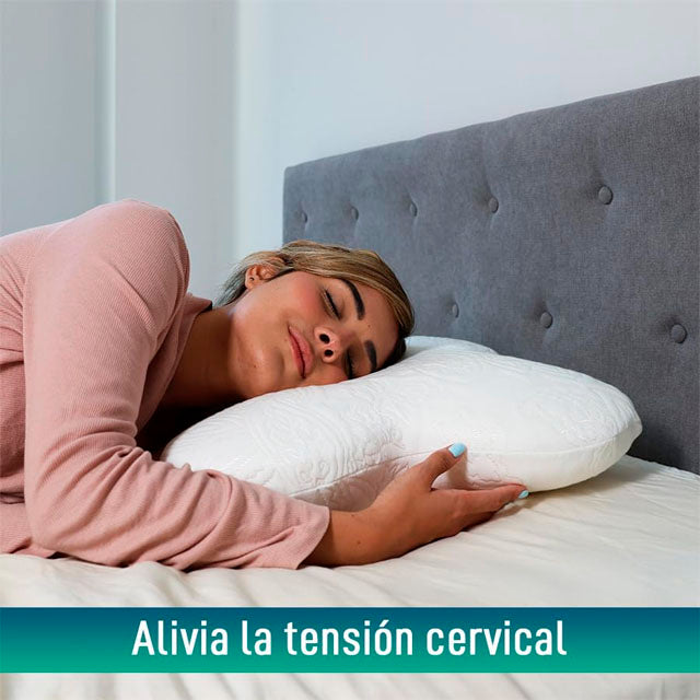 Almohada Cervical Mariposa 60x40 Cm | Firmeza Media Con Tacto Gel | Fibra De Poliéster Y Funda De Algodón | Color Blanco