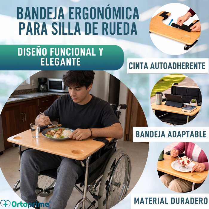 Bandeja para Silla de Ruedas | Mesa Auxiliar Portátil con Portavasos