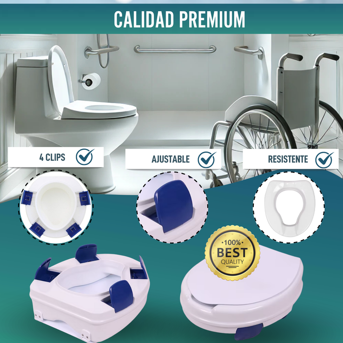 Elevador WC Adulto 11 cm | Alzador WC Ortopédico 4 Clips