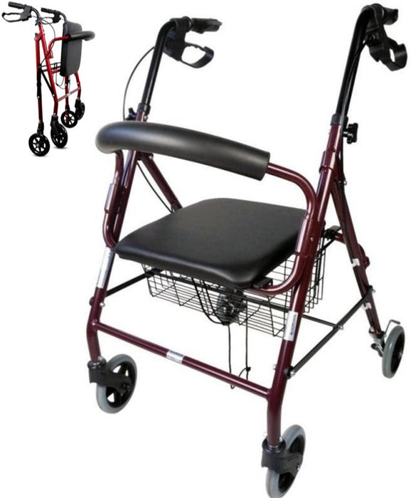 Andador Rollator de Aluminio con Frenos Maneta y Asiento Acolchado