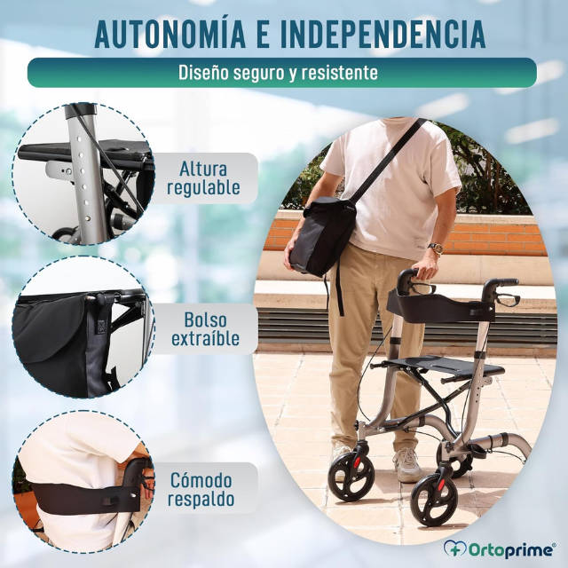 Andador Rollator con Asiento y Cesta para Exteriores