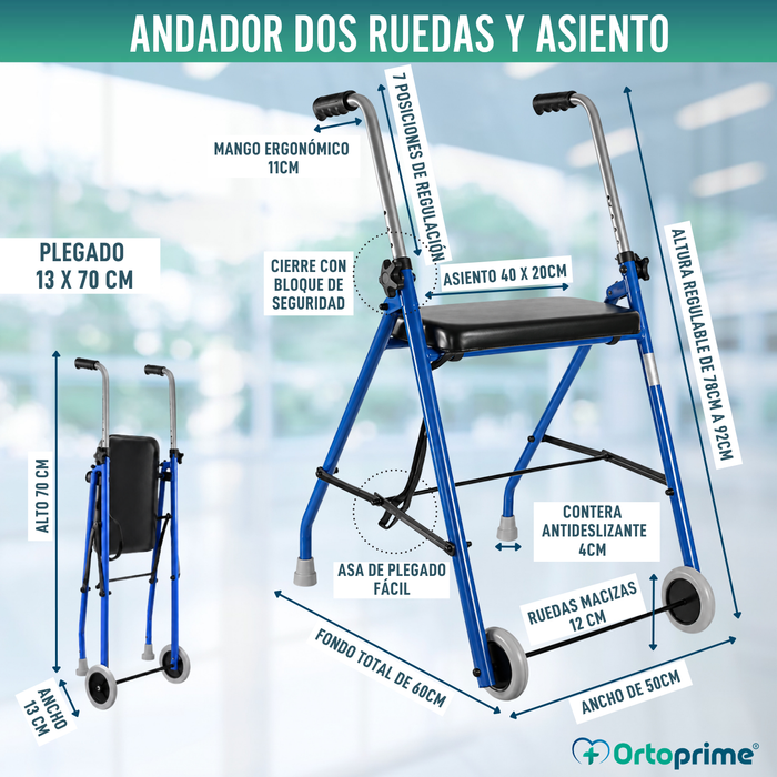 Andador para Ancianos 2 Ruedas | Andadores Adultos Plegables