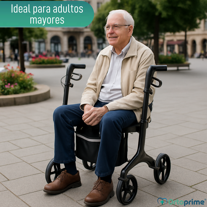 Andador para Adultos Plegable con Asiento | Fibra de Carbono
