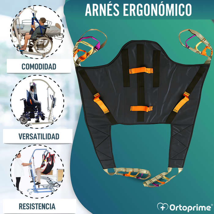 Arnés Ortopédico con Soporte de Cabeza para Grúa de Traslado