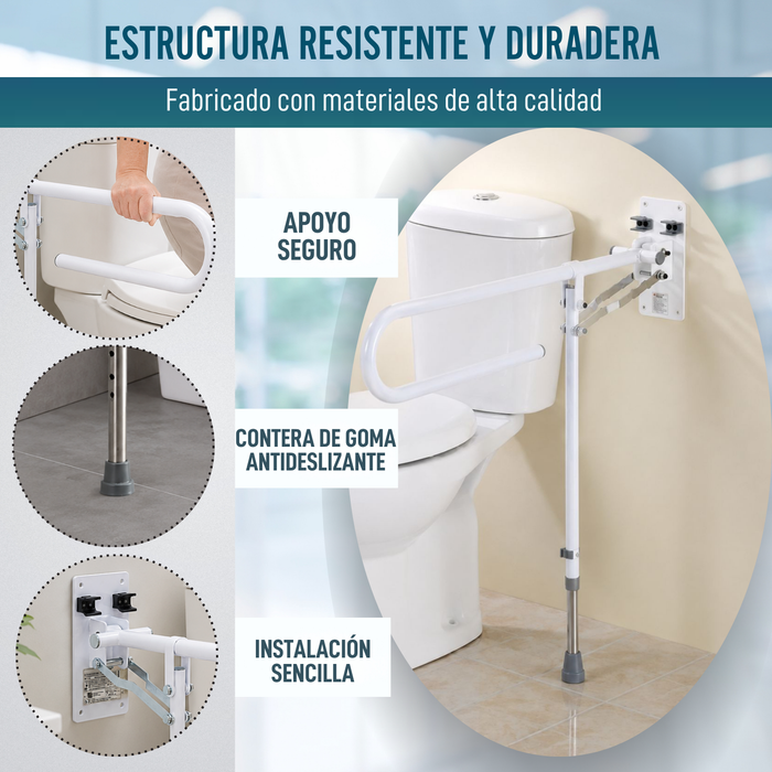 Barra de Baño Abatible con Pata Regulable | Asidero para Baño