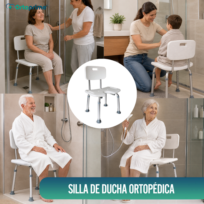 Silla de Ducha para Mayores Asiento en U y Altura Regulable