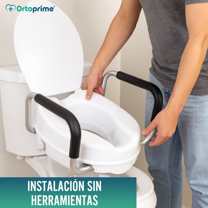 Elevador WC Adulto 10cm Tapa y Brazos | Alzador WC Universal