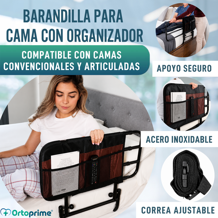 Barandilla para la Cama de Adulto con Bolsillos y Ajustable