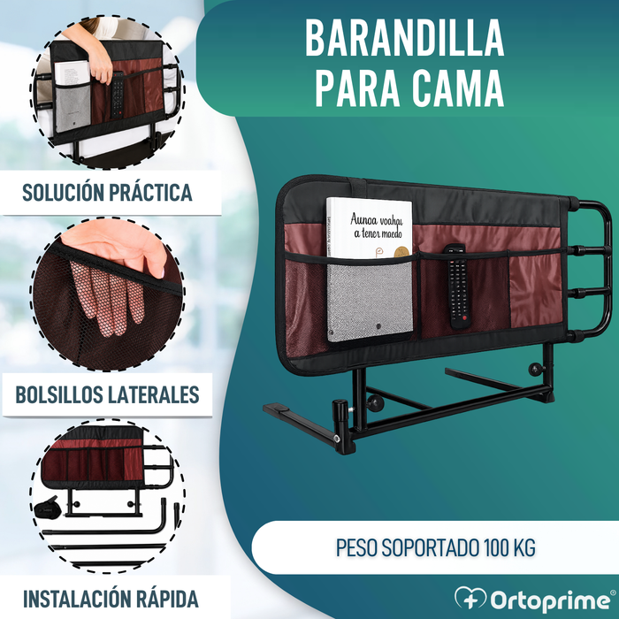 Barandilla para la Cama de Adulto con Bolsillos y Ajustable