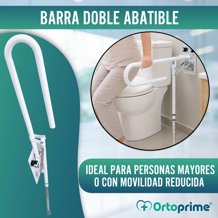 Barra de Baño Abatible con Pata Regulable | Asidero para Baño
