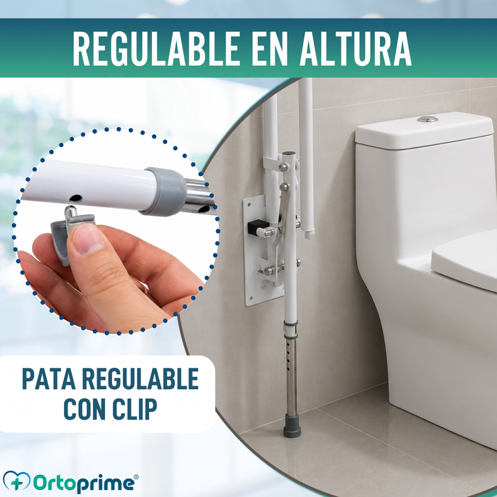 Barra de Baño Abatible con Pata Regulable | Asidero para Baño