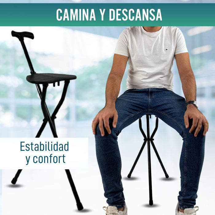 Bastón con Asiento Portátil | Bastones para Mayores Silla Plegable