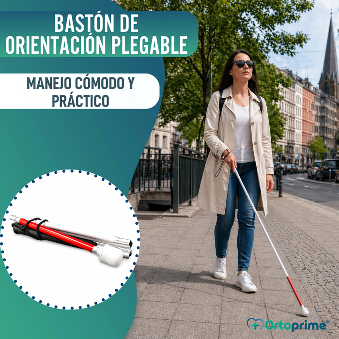 Bastón Guía Plegable de Aluminio para Discapacidad Visual