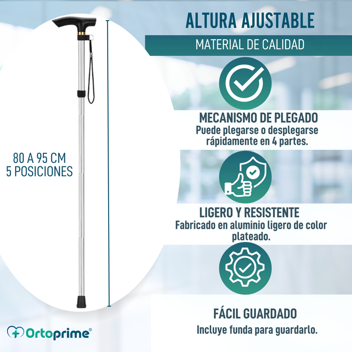 Bastón Ortopédico para Caminar Extensible | Plateado