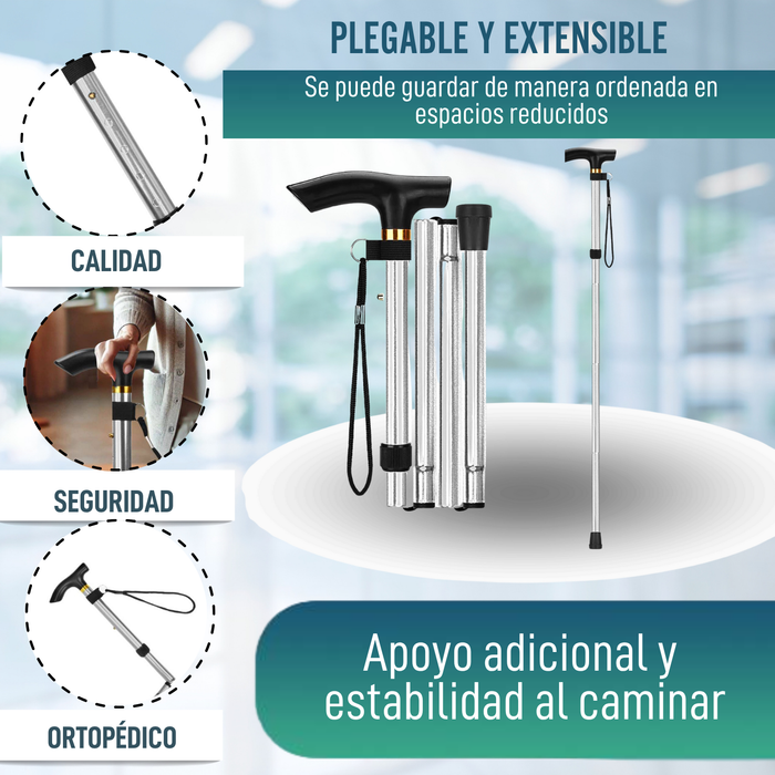 Bastón Ortopédico para Caminar Extensible | Plateado