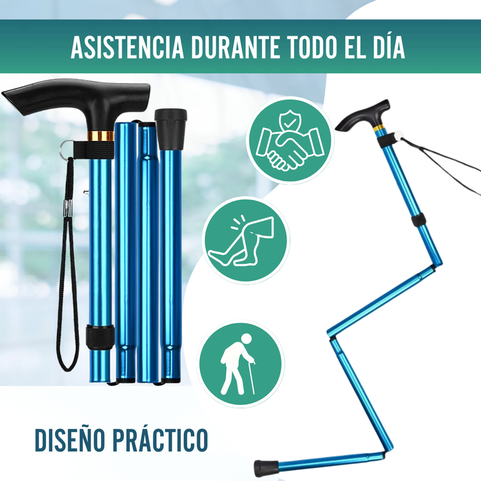 Bastón para Caminar Plegable y Extensible| Bastón Azul