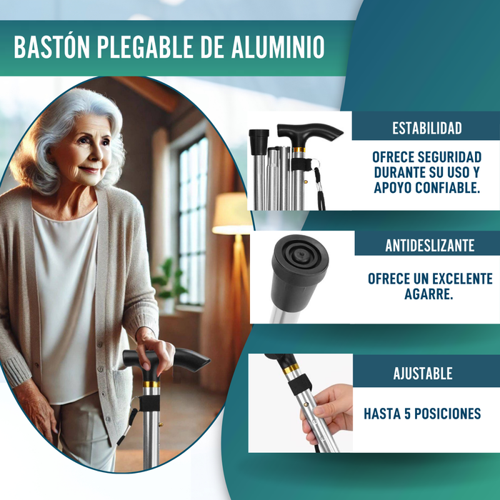 Bastón Ortopédico para Caminar Extensible | Plateado