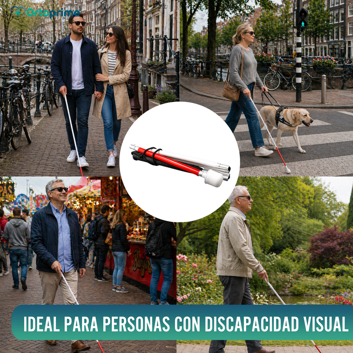 Bastón Guía Plegable de Aluminio para Discapacidad Visual