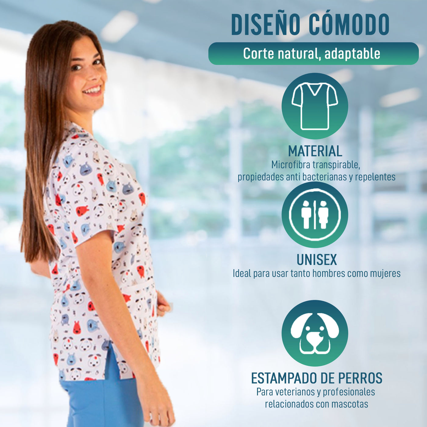 Casaca Médica Unisex para Veterinario Estampado Perros | Tallas — OrtoPrime