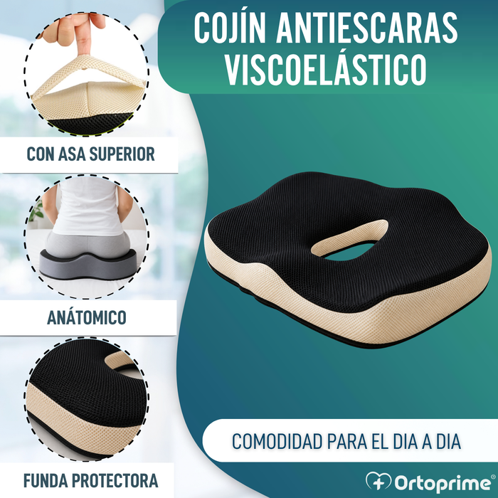 Cojín Antiescaras Viscoelástico Ergonómico con Orificio Coxis
