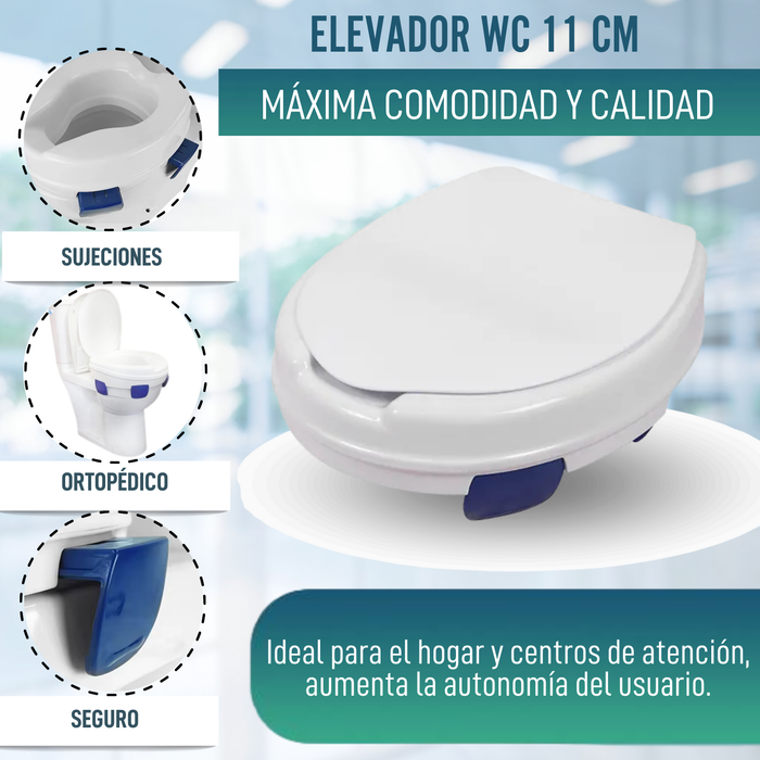 Elevador WC Adulto 11 cm | Alzador WC Ortopédico 4 Clips
