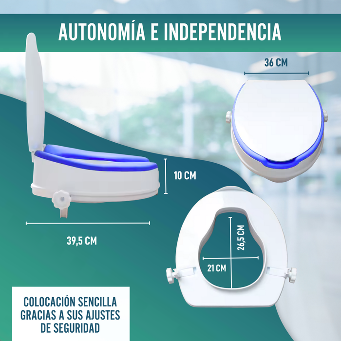 Elevador WC Adulto 10 cm Acolchado | Alzador WC Universal