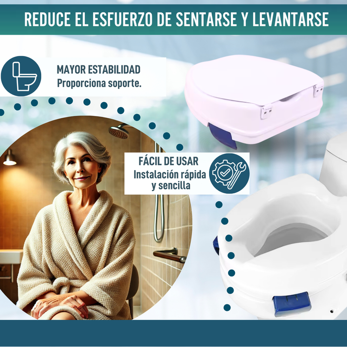 Elevador WC Adulto 11 cm | Alzador WC Ortopédico 4 Clips