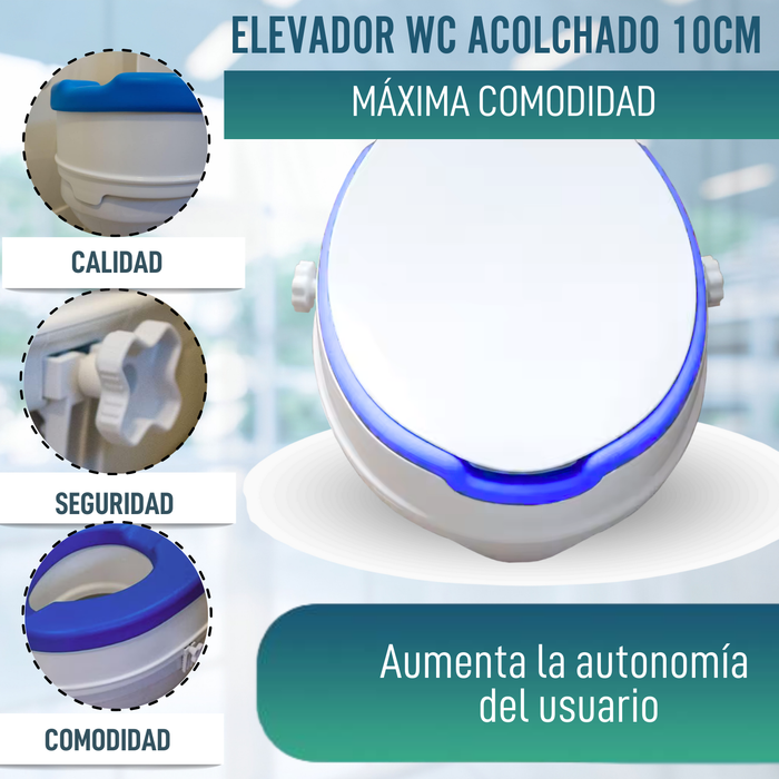 Elevador WC Adulto 10 cm Acolchado | Alzador WC Universal