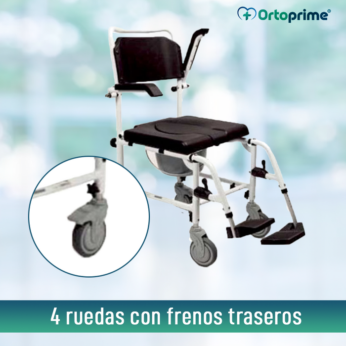 Silla Ducha WC Reposabrazos y Reposapiés Abatibles